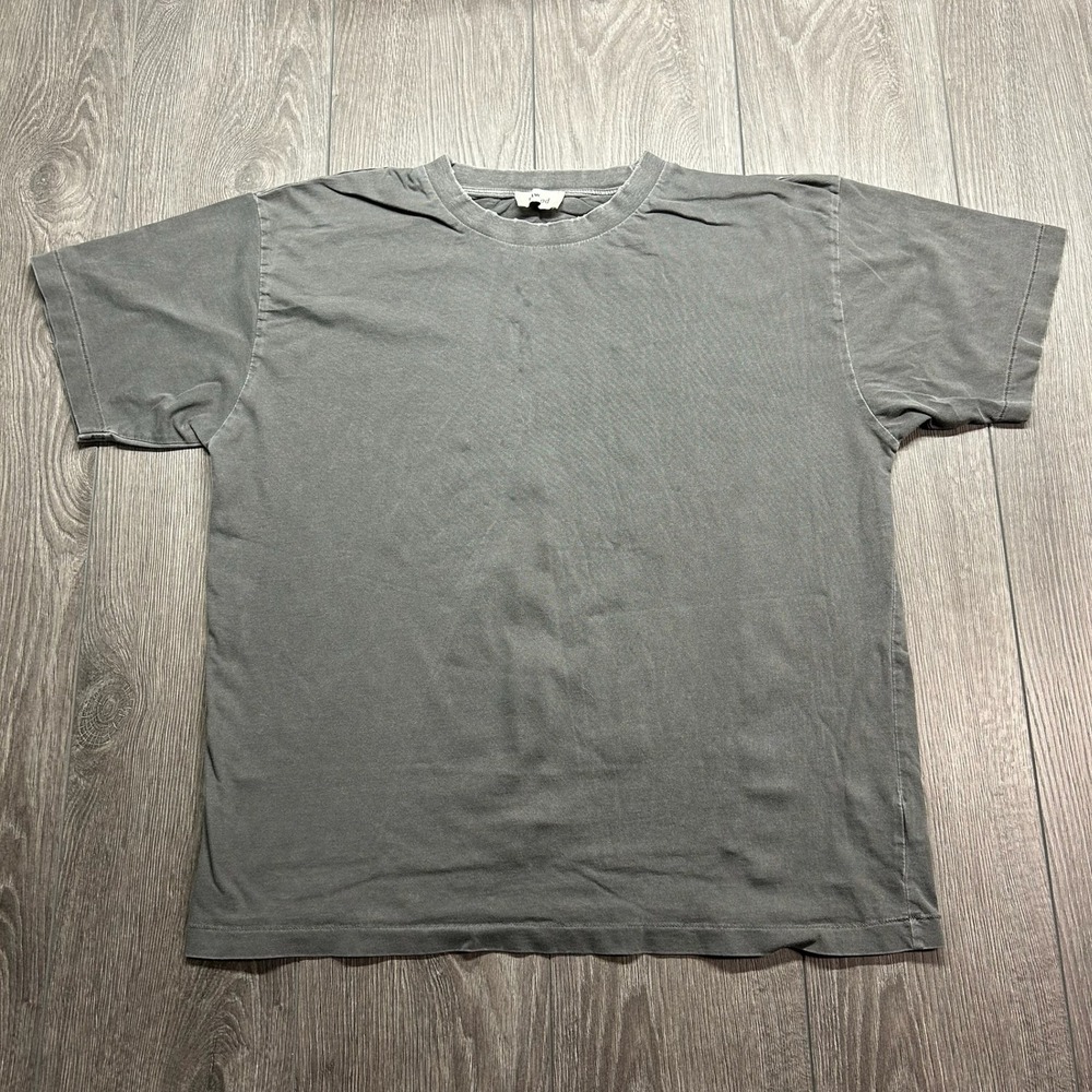 Elwood Mens Large Washed Charcoal Grey Distressed Boxy Heavy Cotton T-Shirt
